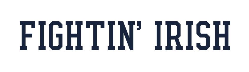 Fightin' Irish wordmark, blue variant