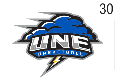 UNE Basketball logo, color on white, Option 1 variant, cell 30
