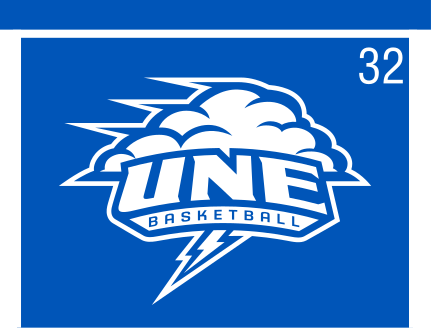 UNE Basketball logo, color on blue, Option 1 variant, cell 32