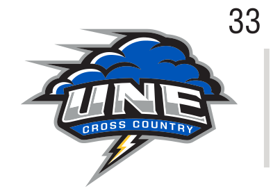UNE Cross Country logo, color on white, Option 1 variant, cell 33