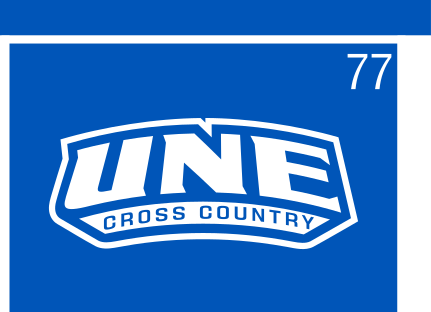 UNE Cross Country logo, color on blue, Option 2 variant, cell 77