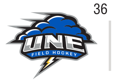 UNE Field Hockey logo, color on white, Option 1 variant, cell 36