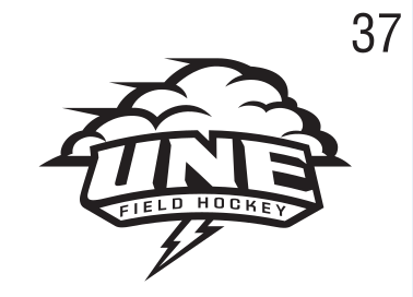 UNE Field Hockey logo, black on white, Option 1 variant, cell 37