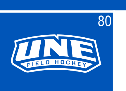 UNE Field Hockey logo, color on blue, Option 2 variant, cell 80