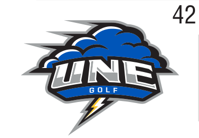 UNE Golf logo, color on white, Option 1 variant, cell 42