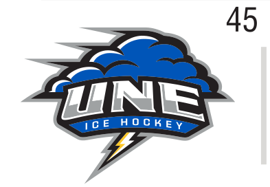UNE Ice Hockey logo, color on white, Option 1 variant, cell 45