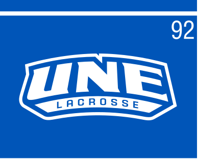 UNE Lacrosse logo, color on blue, Option 2 variant, cell 92