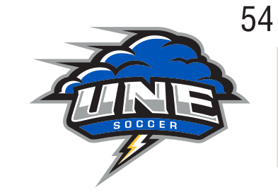 UNE Soccer logo, color on white, Option 1 variant, cell 54