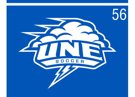 UNE Soccer logo, color on blue, Option 1 variant, cell 56