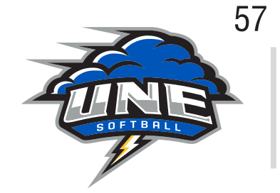 UNE Softball logo, color on white, Option 1 variant, cell 57