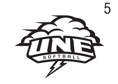 UNE Softball logo, black on white, Option 1 variant, cell 58
