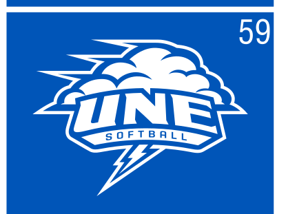 UNE Softball logo, color on blue, Option 1 variant, cell 59