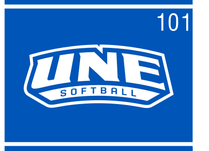 UNE Softball logo, color on blue, Option 2 variant, cell 101