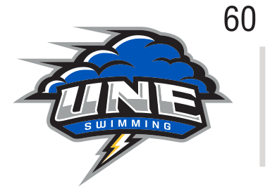 UNE Swimming logo, color on white, Option 1 variant, cell 60