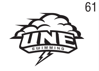 UNE Swimming logo, black on white, Option 1 variant, cell 61