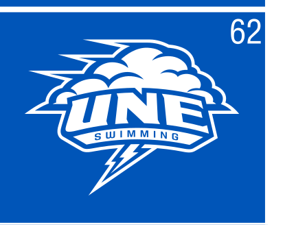 UNE Swimming logo, color on blue, Option 1 variant, cell 62