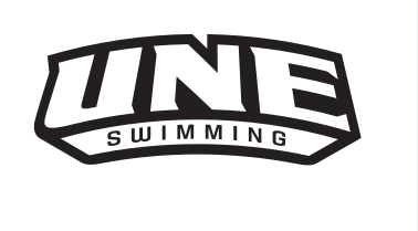 UNE Swimming logo, black on white, Option 2 variant, cell 103
