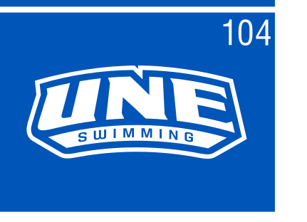 UNE Swimming logo, color on blue, Option 2 variant, cell 104