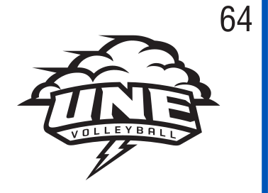 UNE Volleyball logo, black on white, Option 1 variant, cell 64