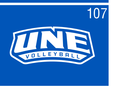 UNE Volleyball logo, color on blue, Option 2 variant, cell 107