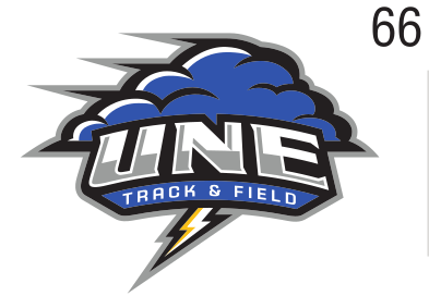 UNE Track & Field logo, color on white, Option 1 variant, cell 66