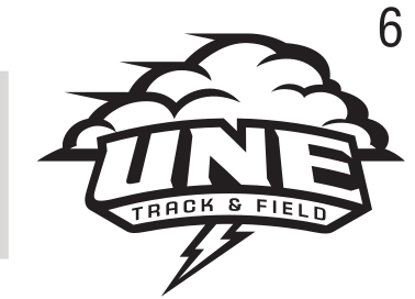 UNE Track & Field logo, black on white, Option 1 variant, cell 67