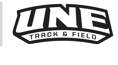 UNE Track & Field logo, black on white, Option 2 variant, cell 109