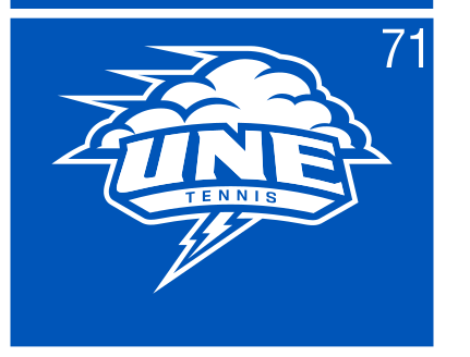 UNE Tennis logo, color on blue, Option 1 variant, cell 71