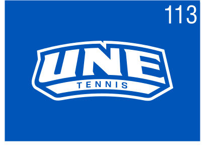 UNE Tennis logo, color on blue, Option 2 variant, cell 113
