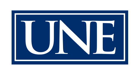 UNE lettermark, blue variant, cell 125