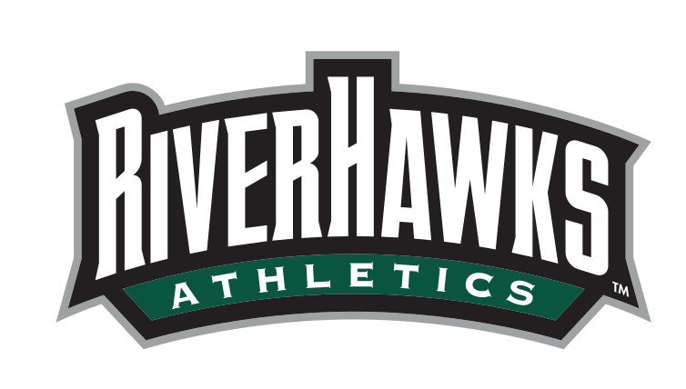 RiverHawks Athletics wordmark, full color, black bar variant, cell 21