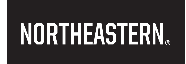 NORTHEASTERN wordmark, white variant, cell 58