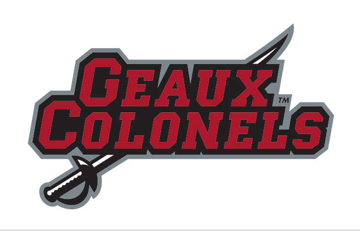 GEAUX COLONELS wordmark with sword, red/black variant, cell 19