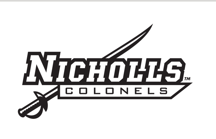 NICHOLLS COLONELS wordmark with sword, black variant, cell 22