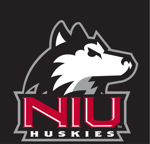 husky head with NIU HUSKIES wordmark, full color on black variant, cell 4