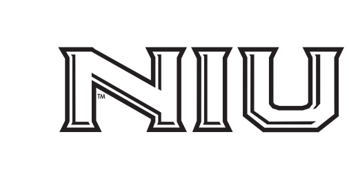NIU wordmark, white/black outline variant, cell 32