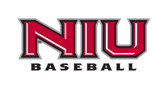 NIU baseball wordmark, red/black/white variant, cell 57