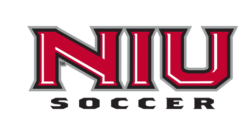 NIU soccer wordmark, red/black/white variant, cell 63