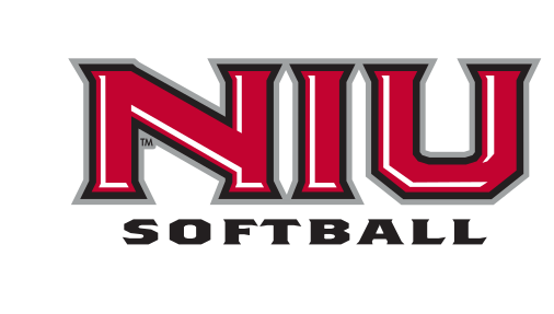 NIU softball wordmark, red/black/white variant, cell 64