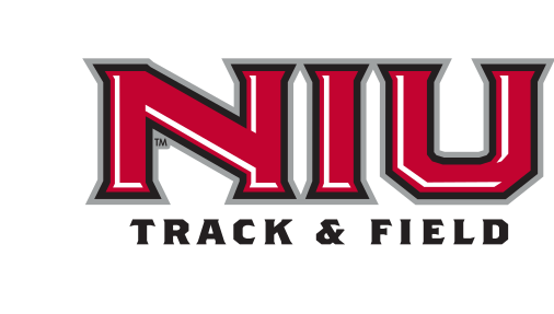 NIU track & field wordmark, red/black/white variant, cell 66