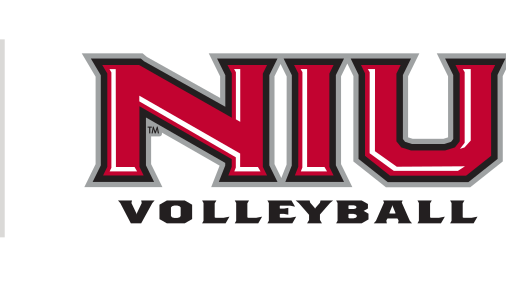 NIU volleyball wordmark, red/black/white variant, cell 67