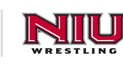 NIU wrestling wordmark, red/black/white variant, cell 68
