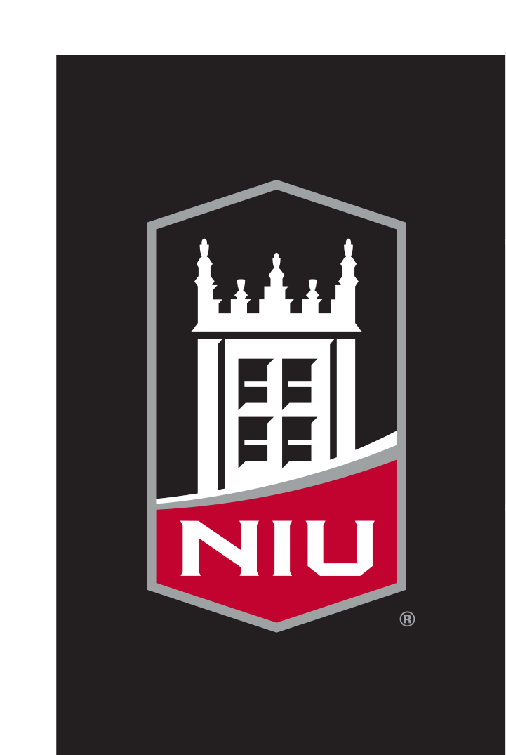 NIU shield logo, color on black variant, cell 75