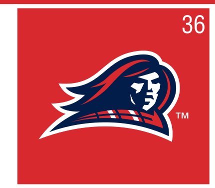 Highlander mascot head, full color on red variant, cell 36