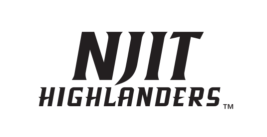 NJIT wordmark stacked with Highlanders (serif), black on white variant, cell 62