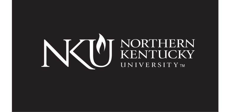 NKU Institutional Mark, horizontal, white on black variant, cell 10