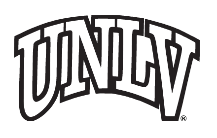 UNLV arched wordmark, white with black outline variant, cell 10