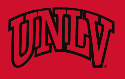 UNLV arched wordmark, red with black outline variant, cell 14