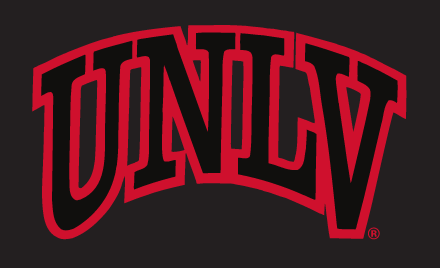 UNLV arched wordmark, black with red outline variant, cell 22