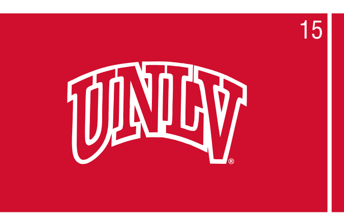 Arched UNLV, white outline on red variant, cell 15